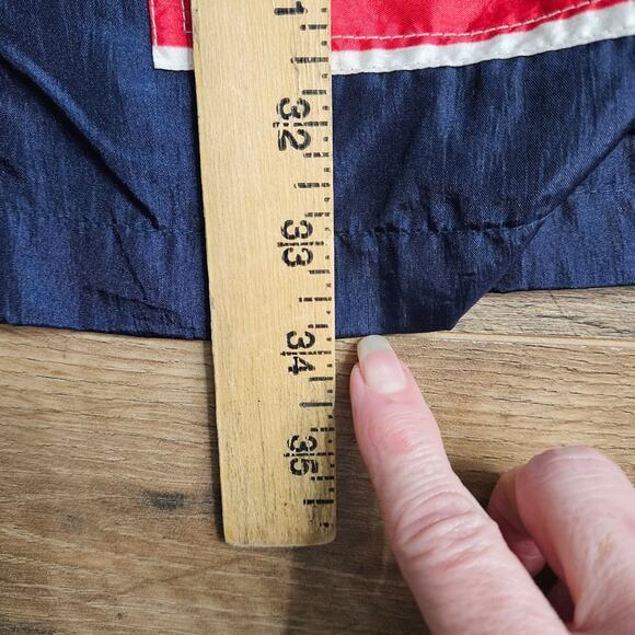 Vintage Blue Backpack Jacket Americana Flag Design Rain Windbreaker Patriotic XL - Picture 12 of 13